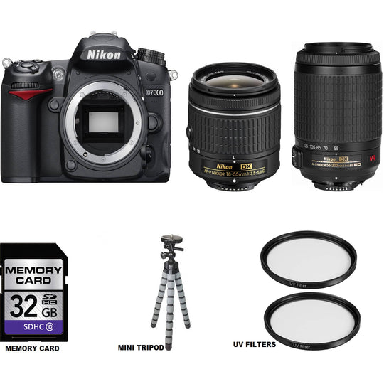 Nikon D7000/D7500 DSLR Camera Bundle with Nikon 18-55mm &amp; 55-200mm VR Lenses Package