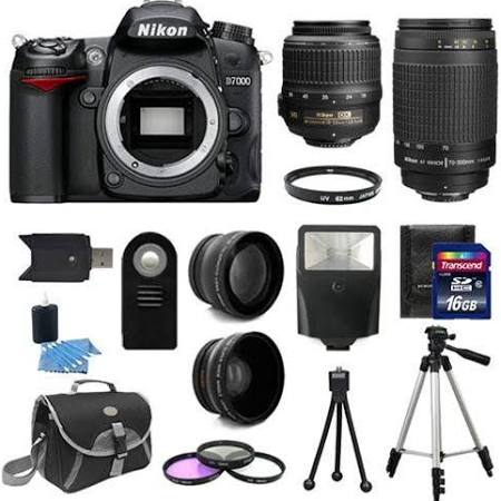 Nikon D7000/D7500 SLR Digital Camera with 18-55mm VR &amp; AF 70-300MM G Lenses Essential Package